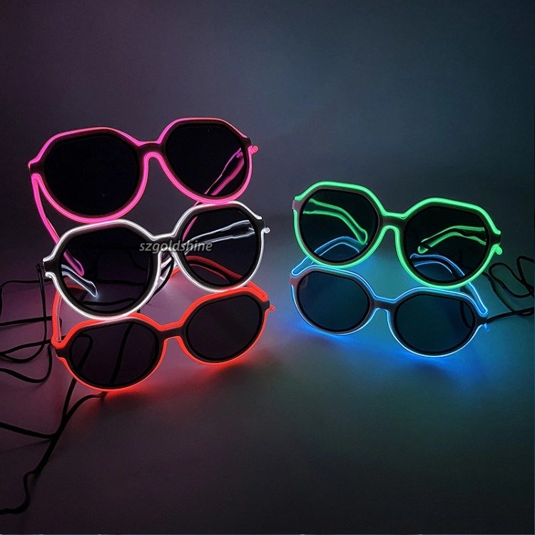 EL Wire Glow LED Glasses Wireless Halloween Christmas Bar Club Party Sunglasses with Battery Power Glow in Dark Number Shape