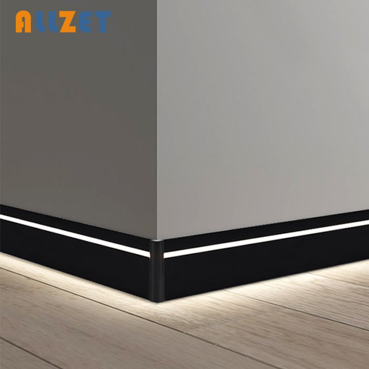 Allzet aluminum led light wall black skirting baseboard