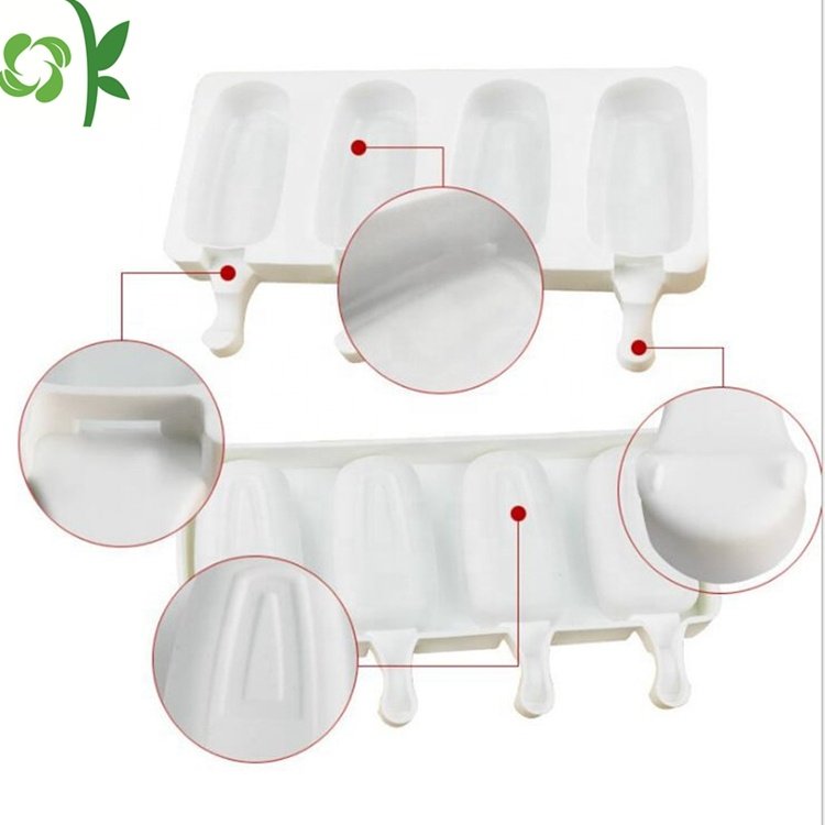 OKSILICONE 4 Hole Silicone Ice Cream Mold DIY With Wooden Stick Shape Oval Shape Multi-style For make ice cream lollipop