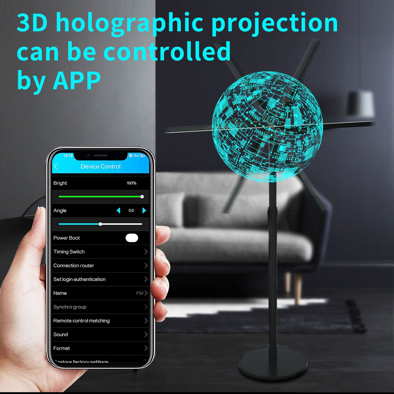 115cm 3D Hologram Projector LED Hologramphic Fan Rotating Animated Advertising Equipment EL Products