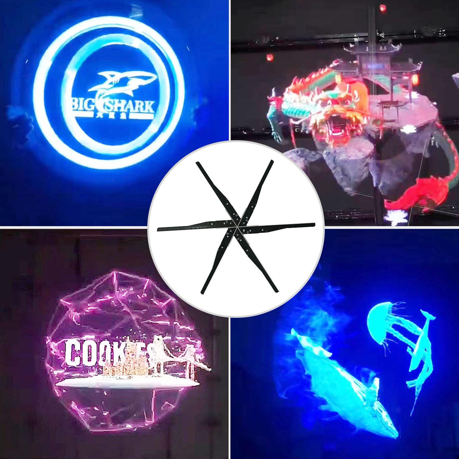 115cm 3D Hologram Projector LED Hologramphic Fan Rotating Animated Advertising Equipment EL Products