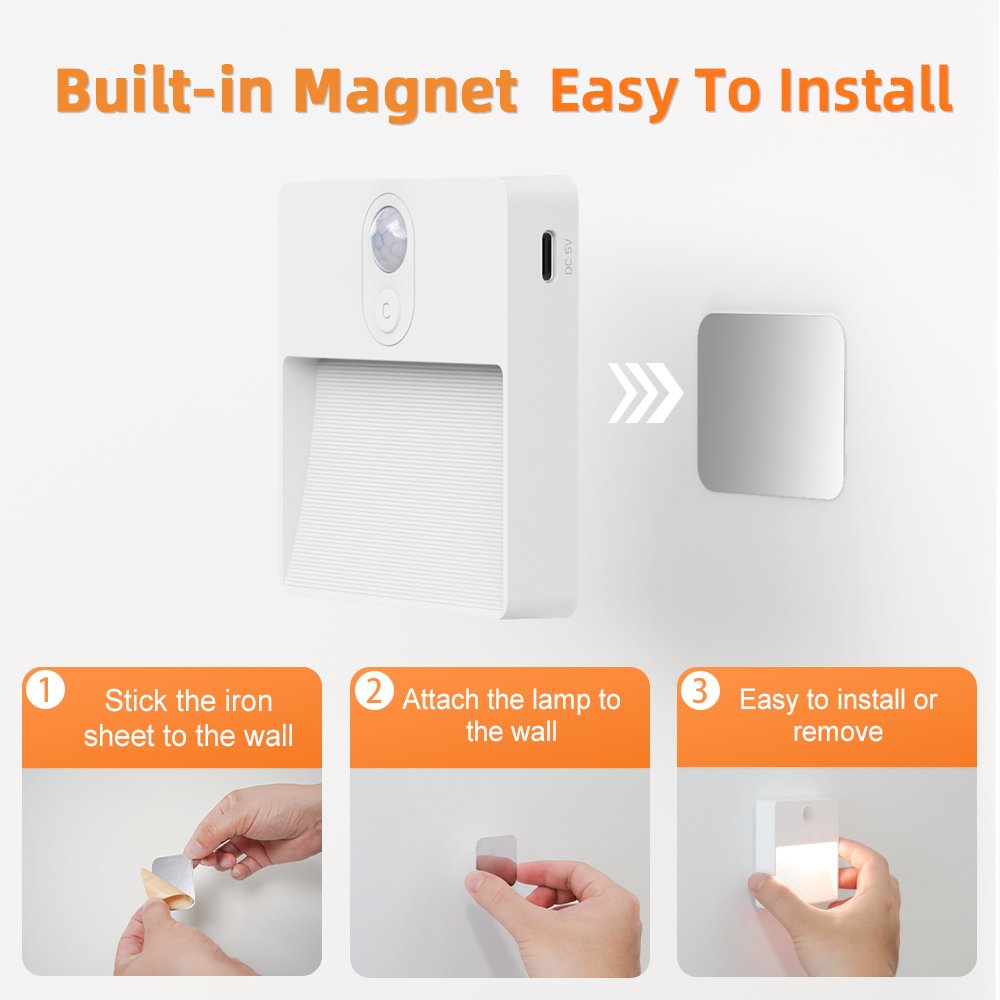 2024 New Products Smart Intelligent Cordless Usb C Magnetic Human Body Led Lights With Motion Detector Sensor Lamps