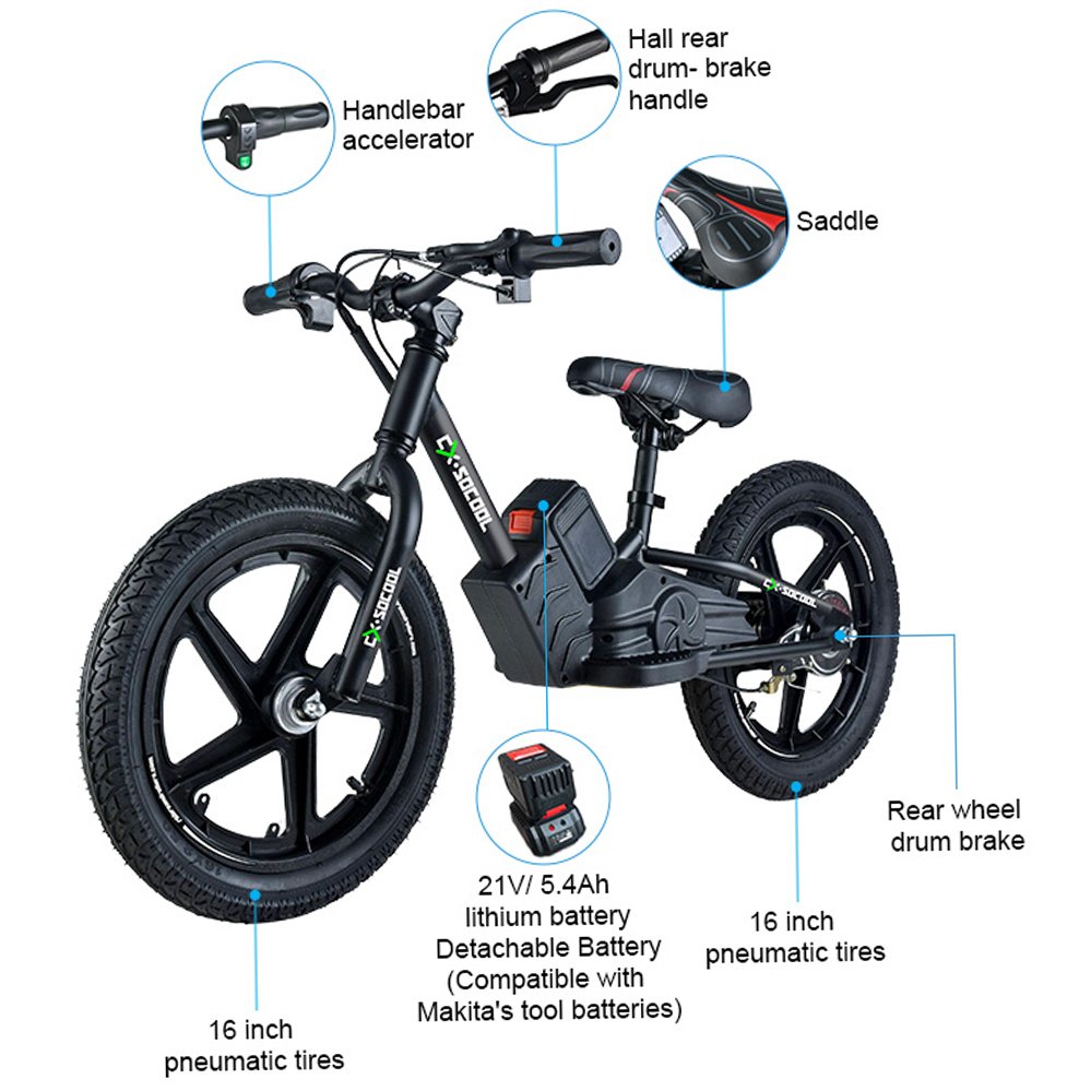 16 Inch 2 in 1 Race Toddler EL E Bicicleta Bicycle Cycle Ride on Car Electric Kids' Balance Bikes for Baby 4-10 Years Children