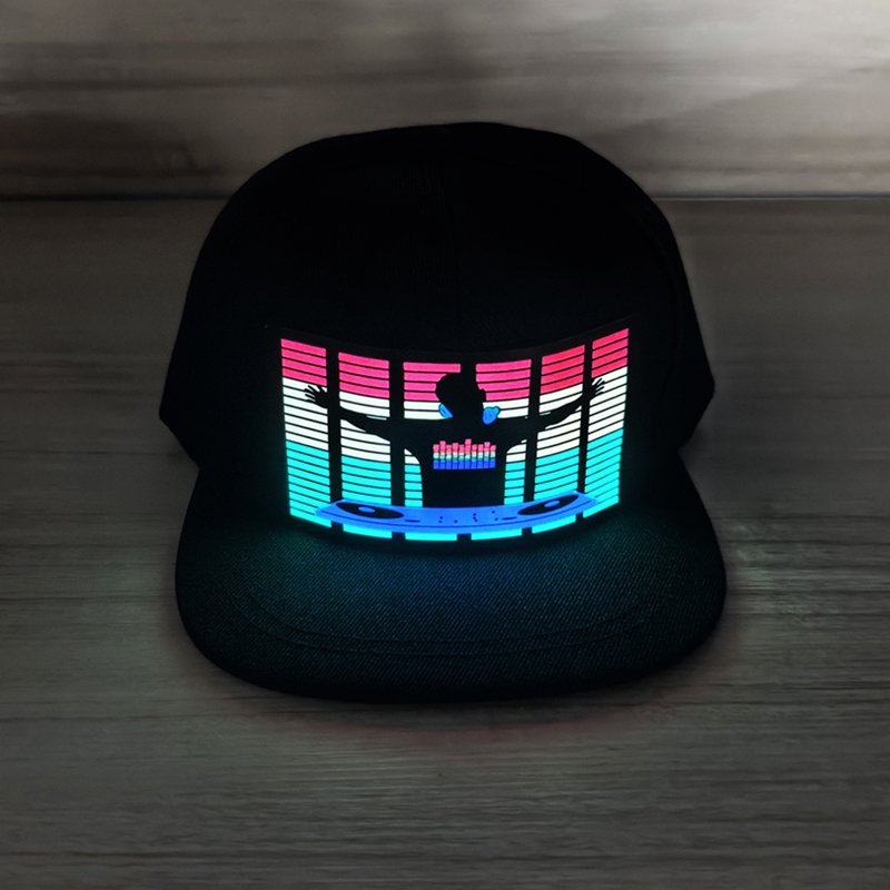 new style new york hats el panel cap electroluminescent hat with snap button sound active el cap