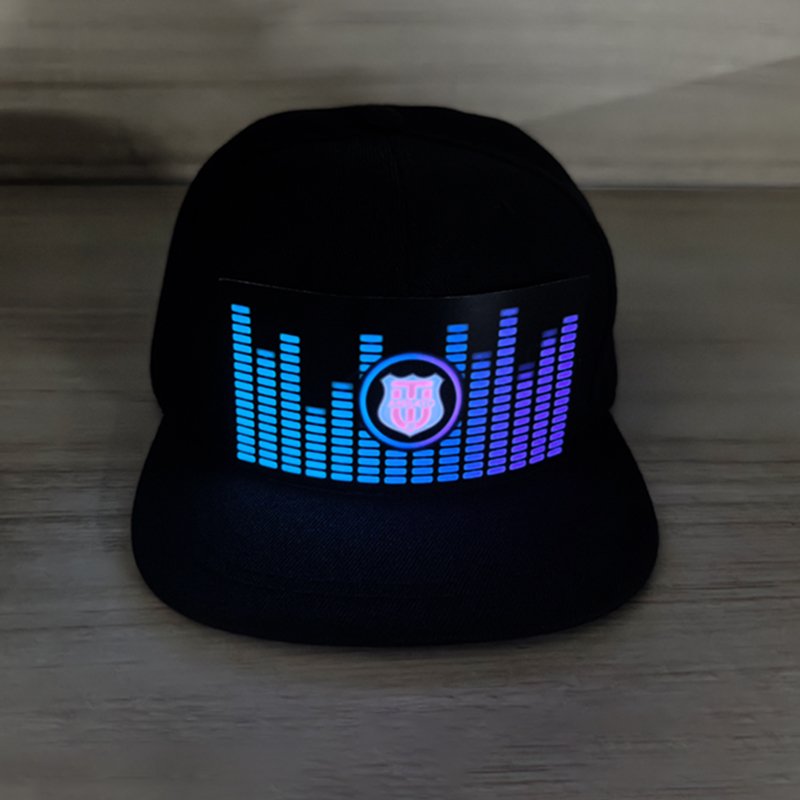 new style new york hats el panel cap electroluminescent hat with snap button sound active el cap