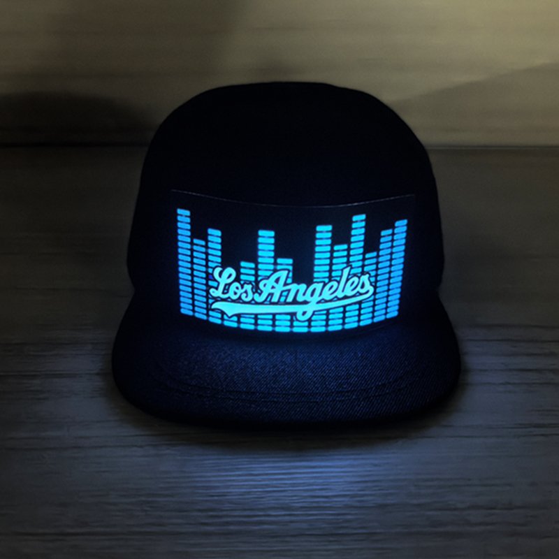 new style new york hats el panel cap electroluminescent hat with snap button sound active el cap