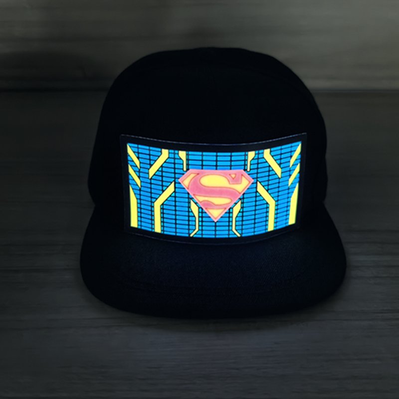 new style new york hats el panel cap electroluminescent hat with snap button sound active el cap