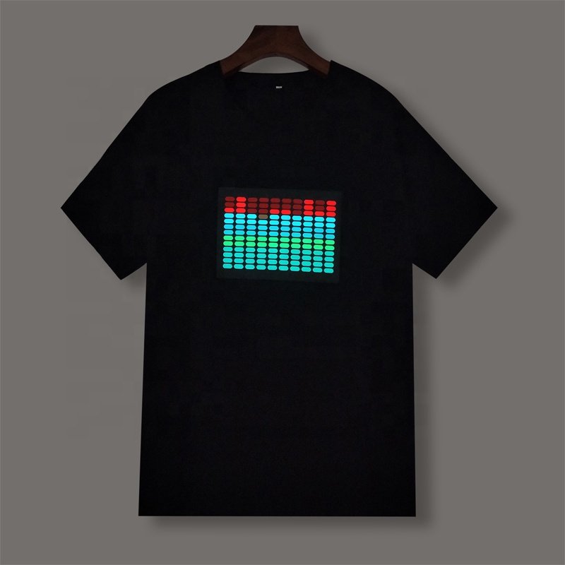 Hot Products High Quality Led Sound Active Equalizer El Panel Night Club Party Shirts Fashion Design Tshirts