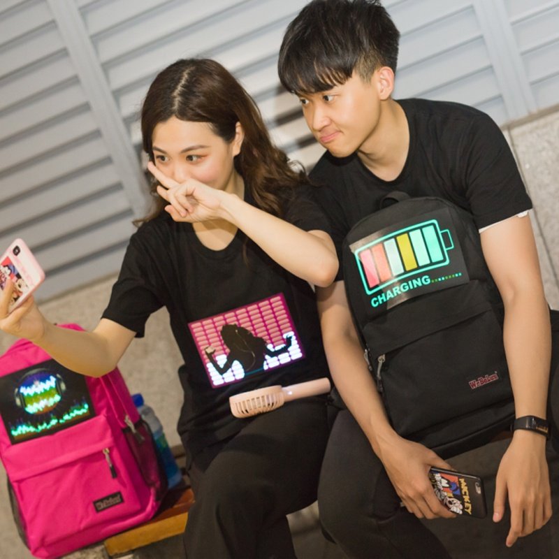 Hot Products High Quality Led Sound Active Equalizer El Panel Night Club Party Shirts Fashion Design Tshirts
