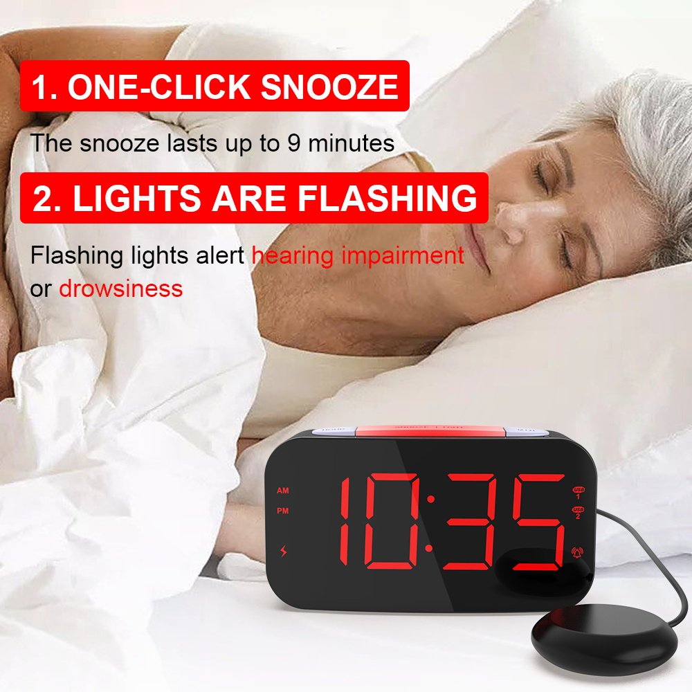 Popular Large Digital Vibrating Alarm Clock With Charging Desk Led Digital Clock With Screen Auto Adjusting Usb Charger
