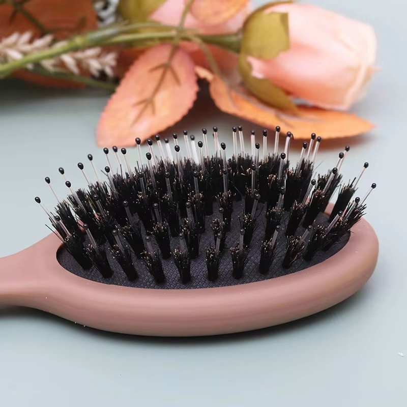 advanced technology hair brush that does not break your hair easy to clean Mini Boar Bristle hairbrush pig hair styling brush