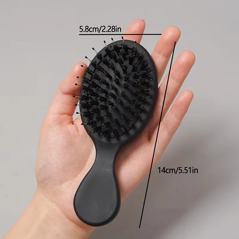 advanced technology hair brush that does not break your hair easy to clean Mini Boar Bristle hairbrush pig hair styling brush