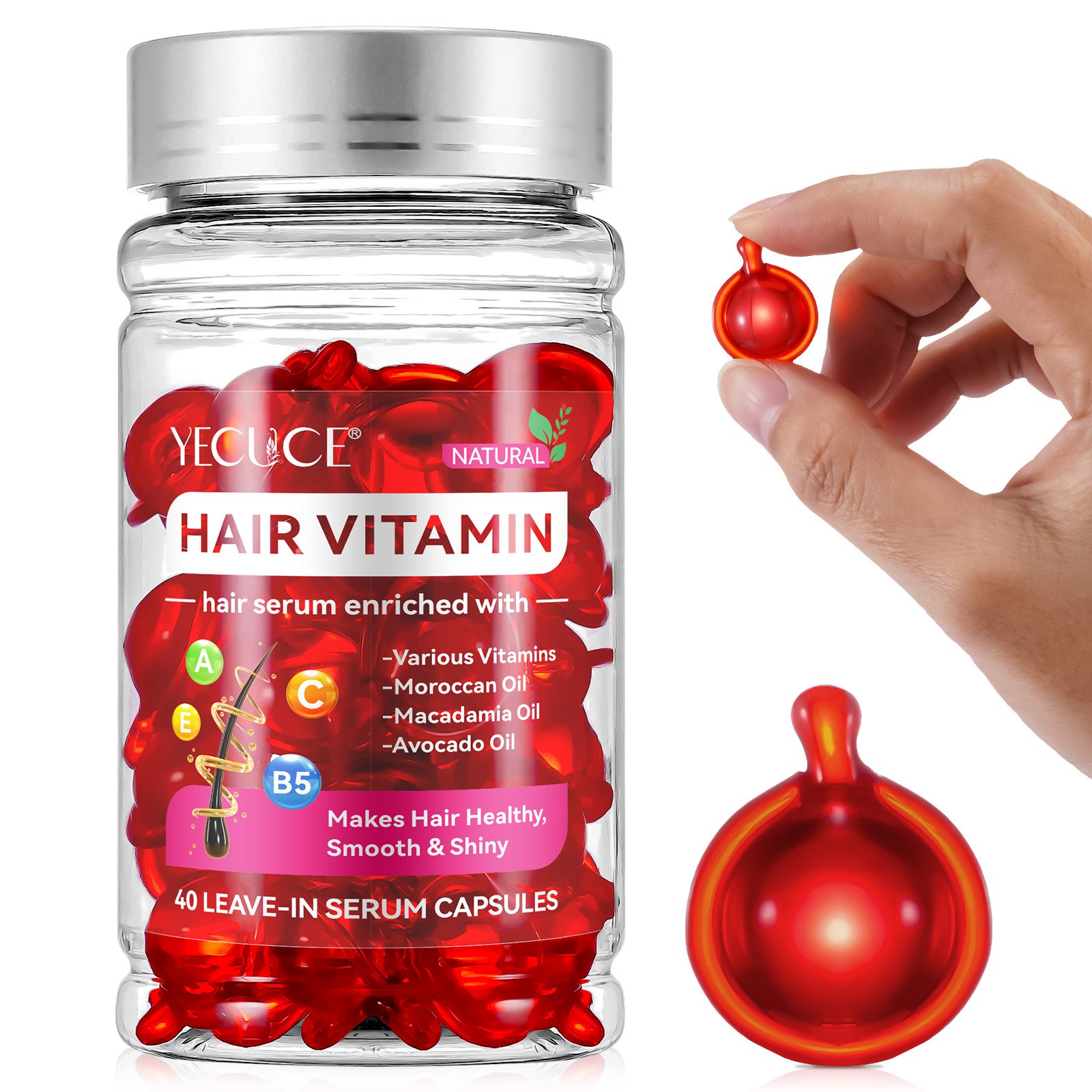 Hot Sale Hair Treatment Serum Capsules Vitamin C B5 Hair Serum Enriched With Moroccan Macadamia Avocado Oil For Hair Smooth