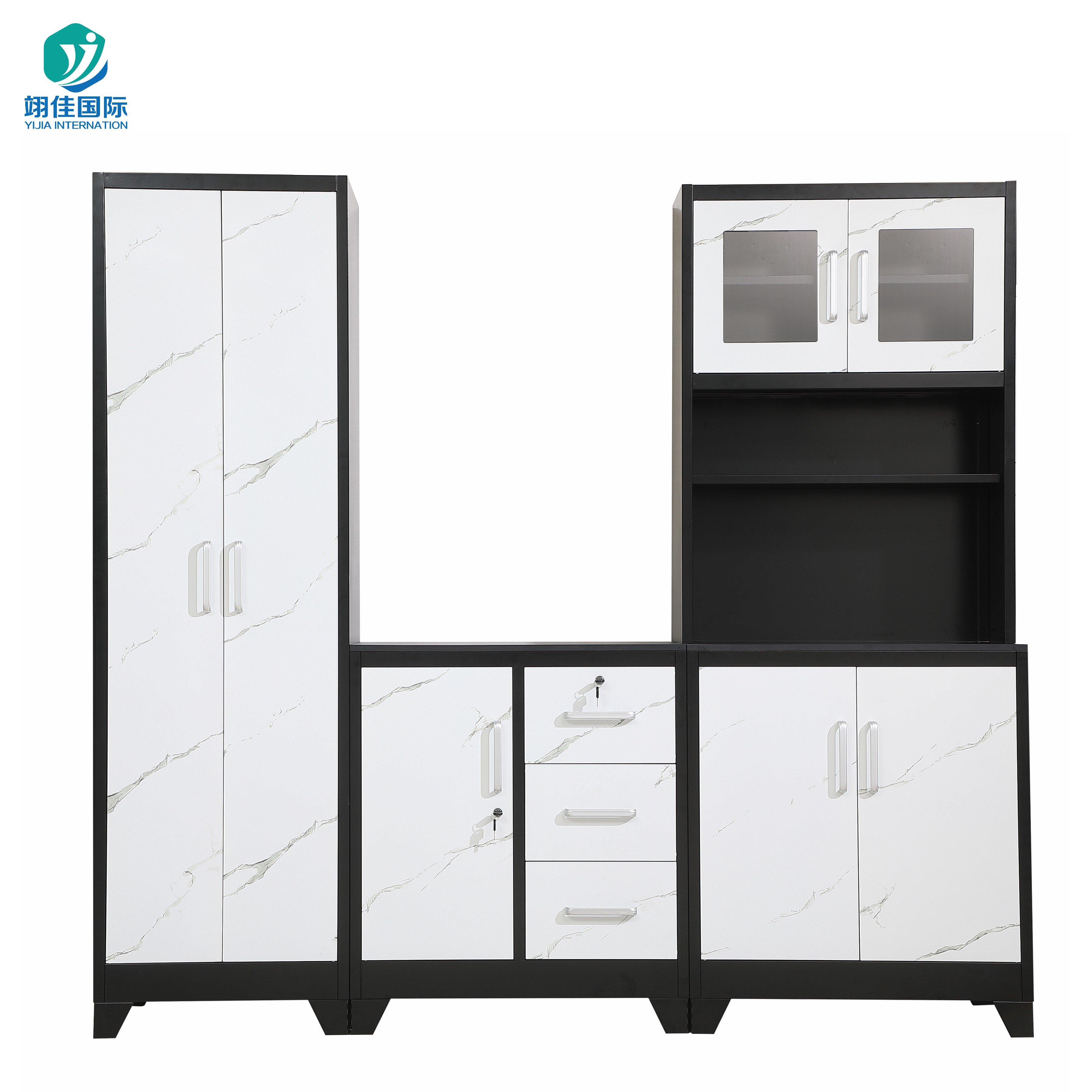 Living room large capacity high quality simple modern style six door shaped steel storage cabinet metal cabinet