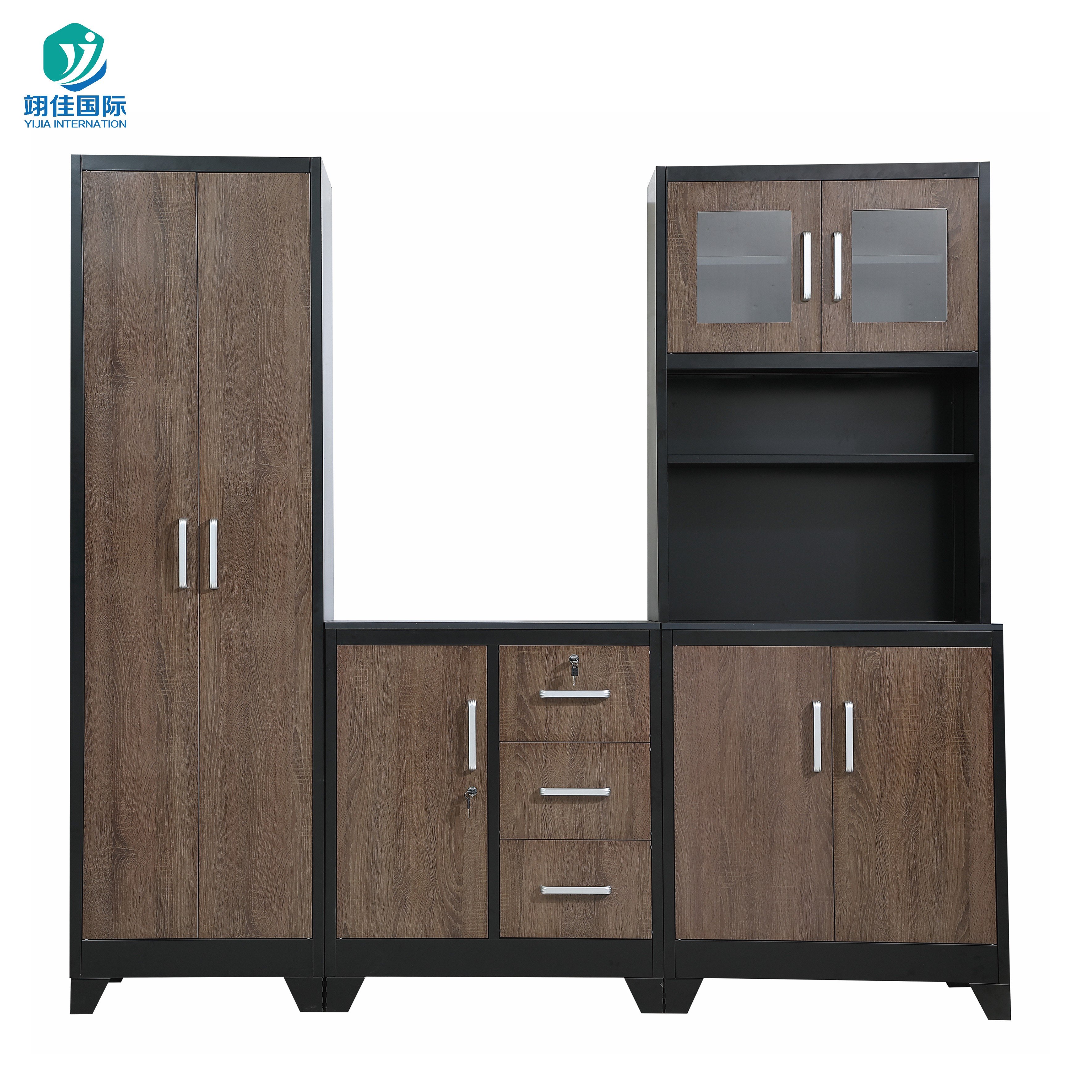 Living room large capacity high quality simple modern style six door shaped steel storage cabinet metal cabinet
