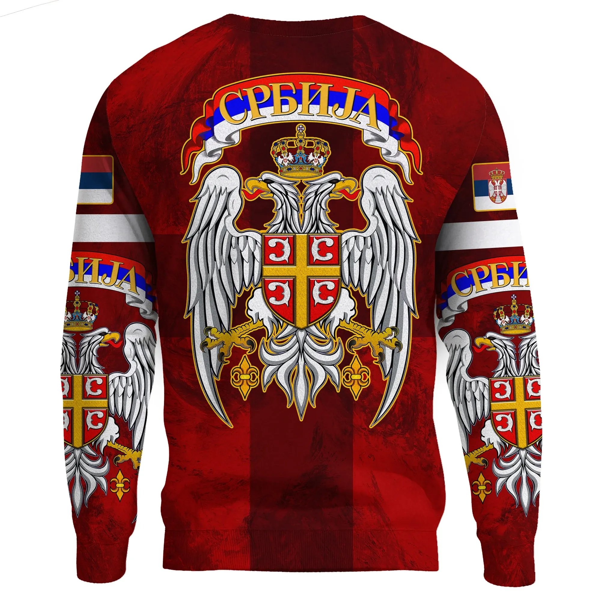 NewSerbian Eagle Coat Of Arms Crewneck Sweatshirt For Men Autumn Long Sleeve Essentials Sweatshirt In Bulk Polyester Sweatshirts