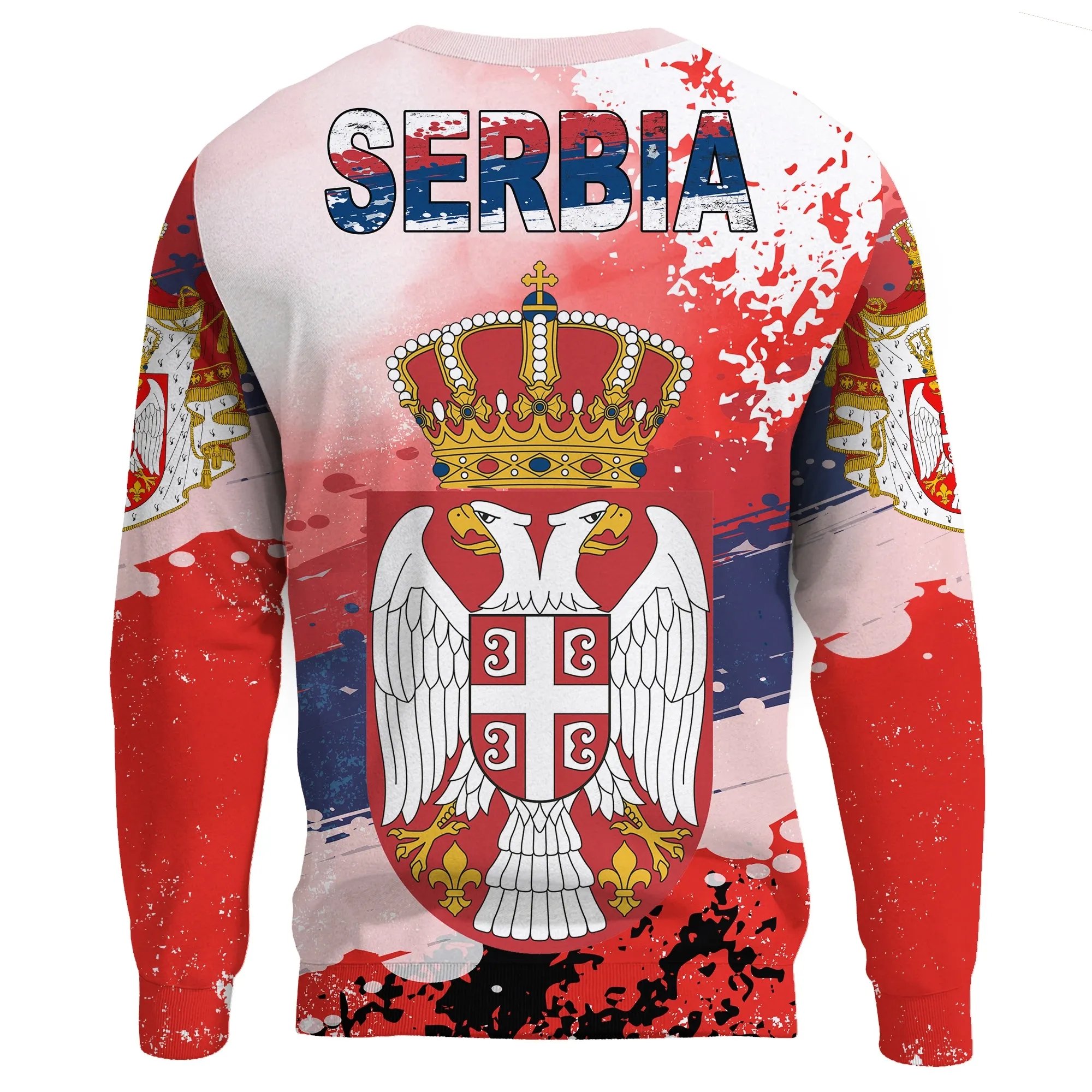 NewSerbian Eagle Coat Of Arms Crewneck Sweatshirt For Men Autumn Long Sleeve Essentials Sweatshirt In Bulk Polyester Sweatshirts