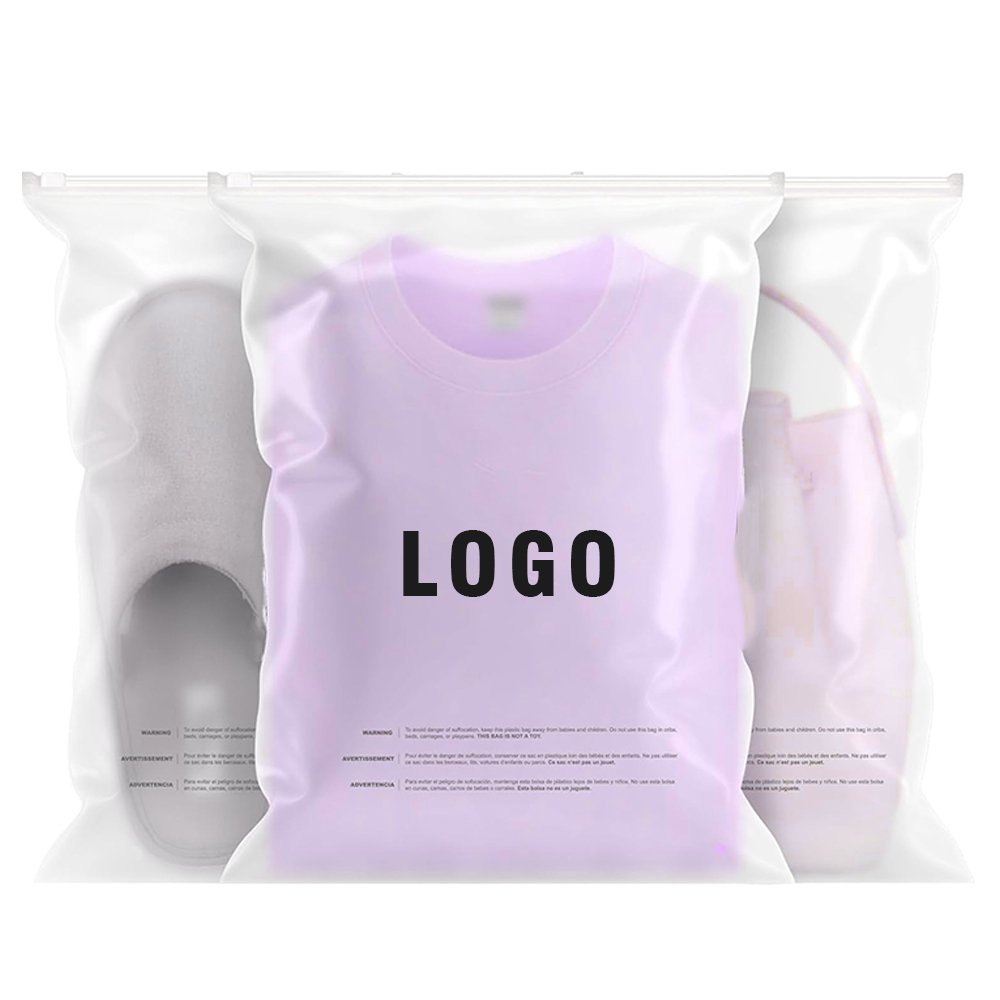 Custom PVC Frosted Transparent Waterproof Zipper Closure Storage Plastic Bag for Clothing Packaging