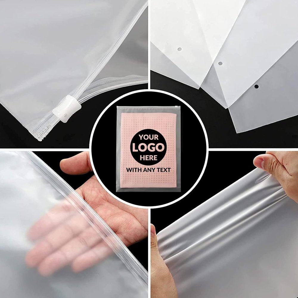Custom PVC Frosted Transparent Waterproof Zipper Closure Storage Plastic Bag for Clothing Packaging