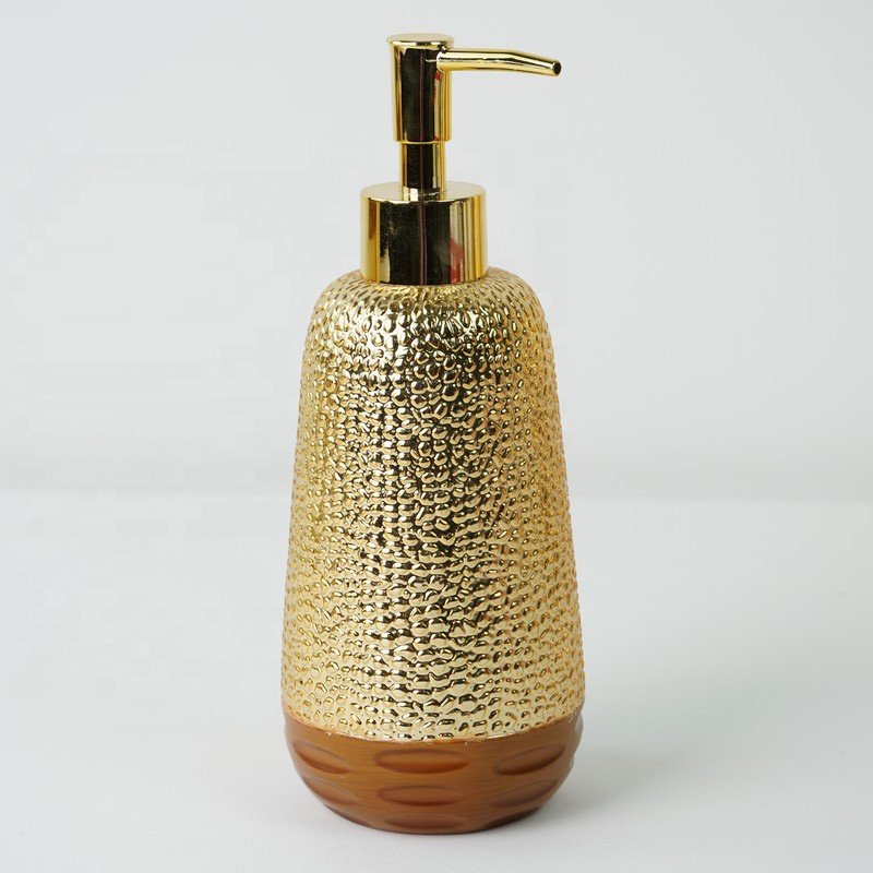 Modern White Luxury Sanitary Ware Suite with Gold Base Including Polyresin Resin Bathroom Set Mouthwash Cup and Cups