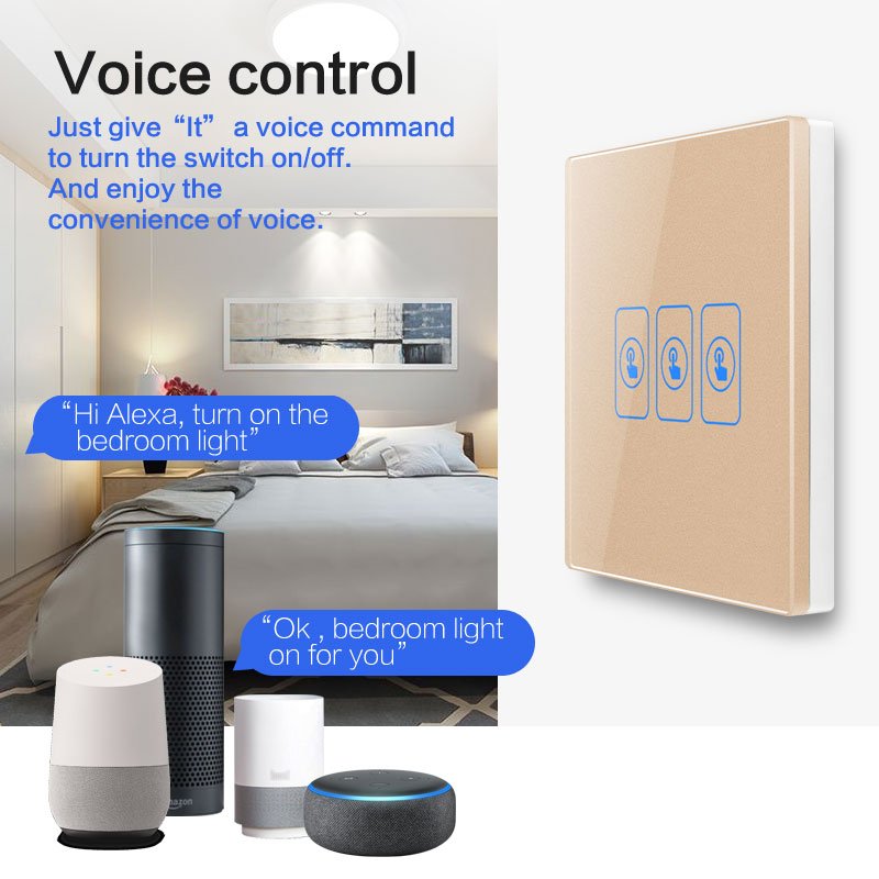 Uk tecnologia inteligente para el hogar no neutral /neutral tuya wifi touch wall switch smart home casa inteligente smart home