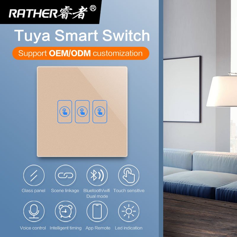 Uk tecnologia inteligente para el hogar no neutral /neutral tuya wifi touch wall switch smart home casa inteligente smart home