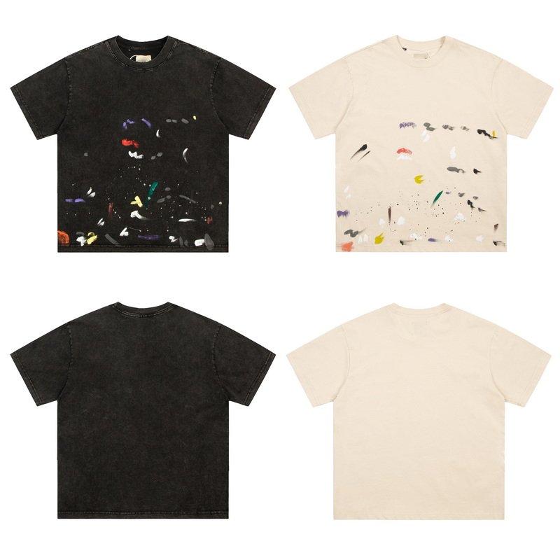 Hand Painted Graffiti Printed Short Sleeved T-shirt Top Luxury High-End Products Gallery Tshirt