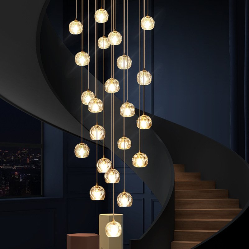 Luxury Home Decor Modern Decorative LED Light Ceiling Lamp Chandelier Office Spiral Staircase Lighting