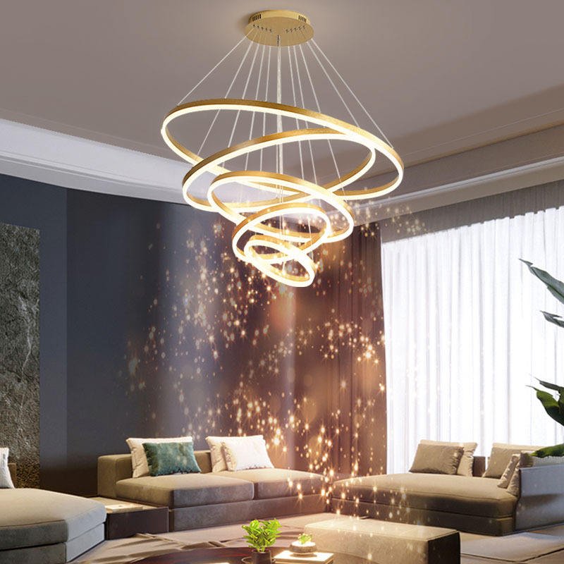 Luxury Home Decor Modern Decorative LED Light Ceiling Lamp Chandelier Office Spiral Staircase Lighting