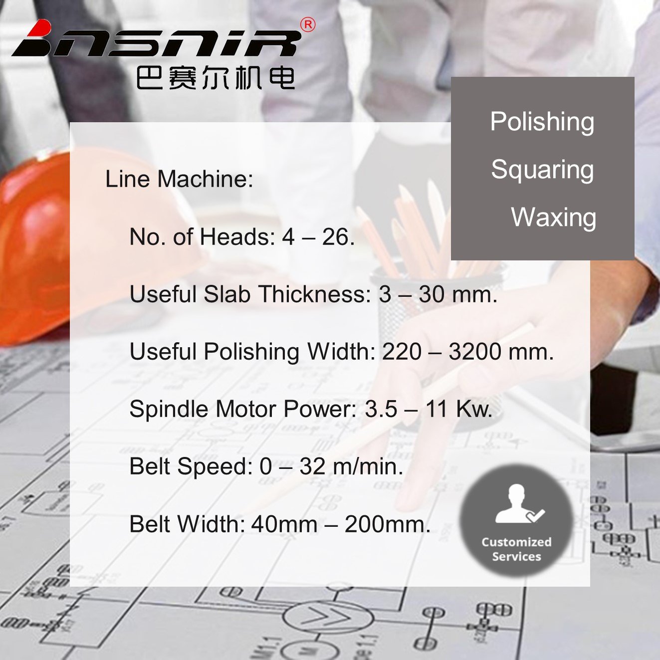 Basair Line Polishing Machine Used For Ceramic And Porcelain Slab Tile Production Same Like KEDA Machine