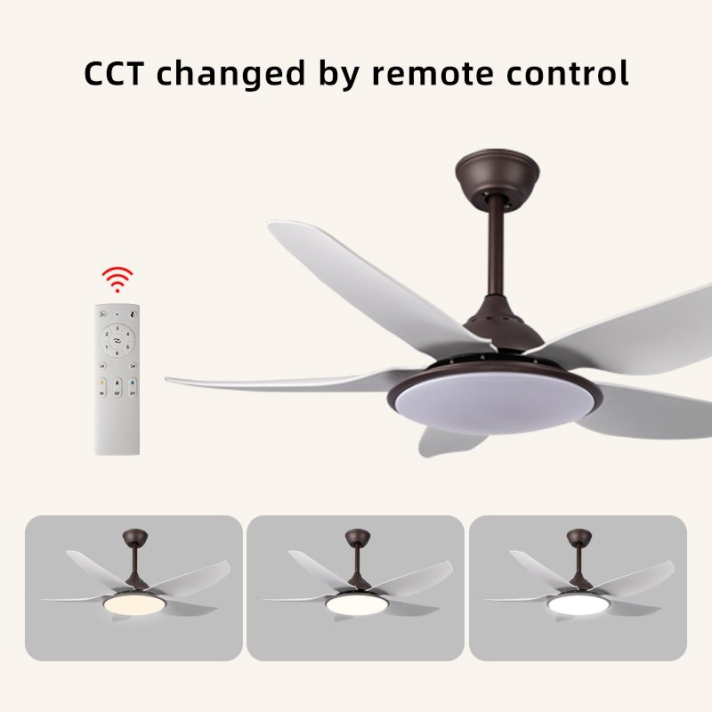 44 Inch Energy Saving DC Motor Decorative Living Room Dining Room ABS 5 Blades Modern Remote Control Led Ceiling Fan With Light