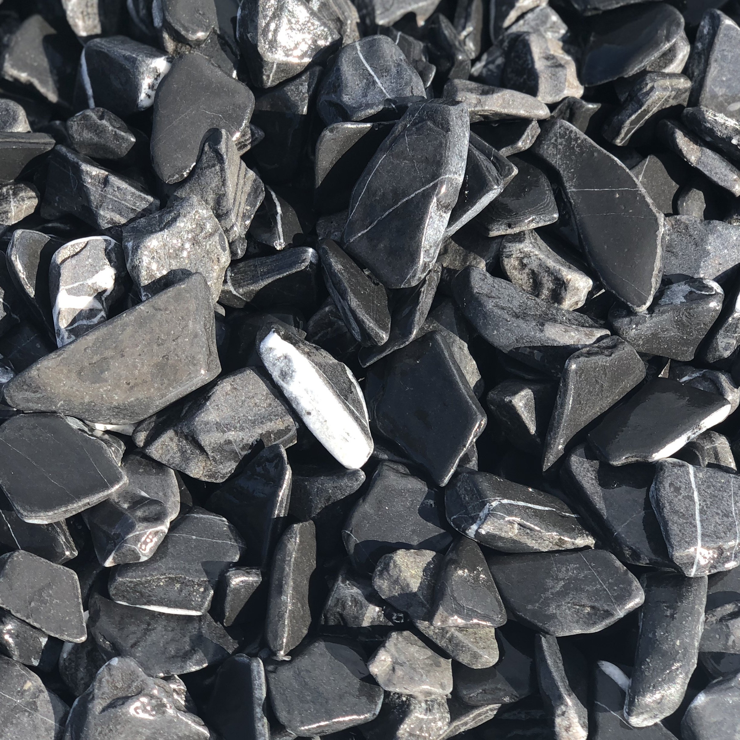 Black slab pebbles Exclusive product Marble stone mixed Rounded