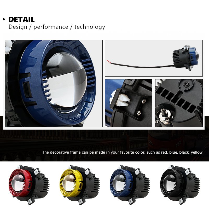 ECE R10 Approval Dual-Color Amber White Led Headlights 90mm 3.5 Inch High Low beam with DRL Led Headlamp