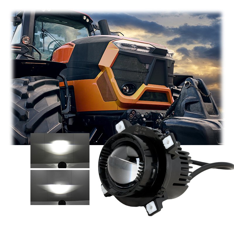 ECE R10 Approval Dual-Color Amber White Led Headlights 90mm 3.5 Inch High Low beam with DRL Led Headlamp