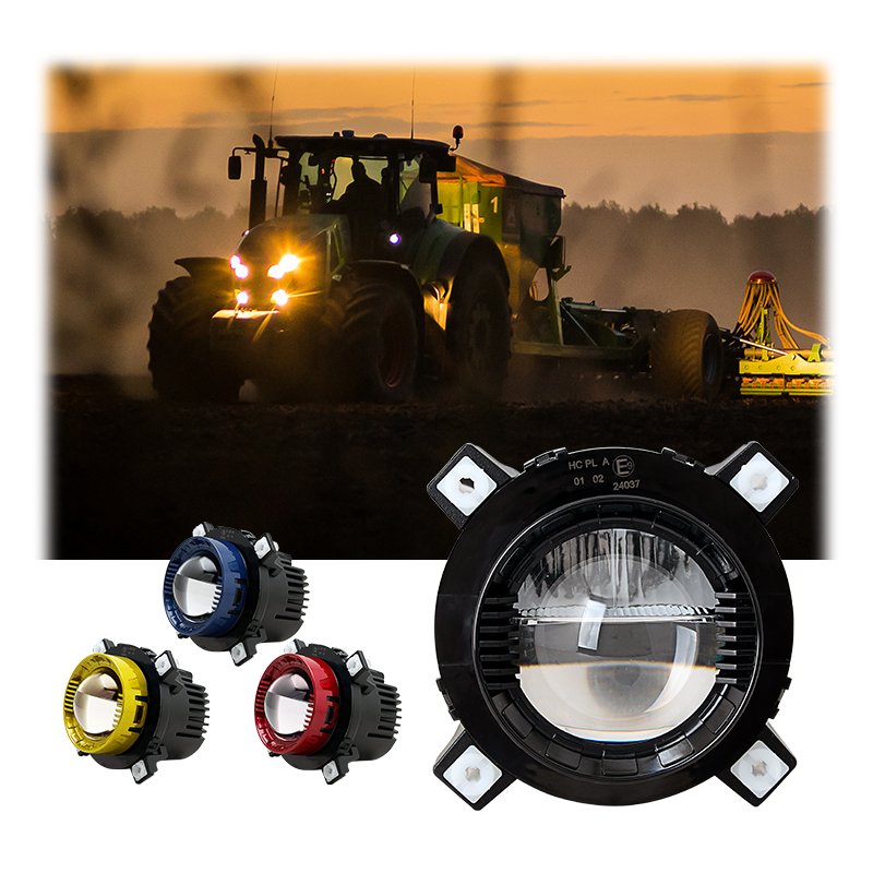 ECE R10 Approval Dual-Color Amber White Led Headlights 90mm 3.5 Inch High Low beam with DRL Led Headlamp
