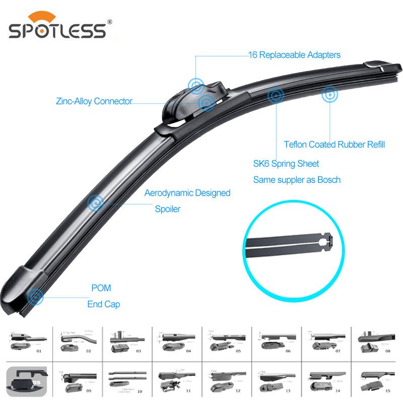 SPOTLESS HOT selling products 2024 multi-function boneless wiper silicon car wiper blade for car windscreen