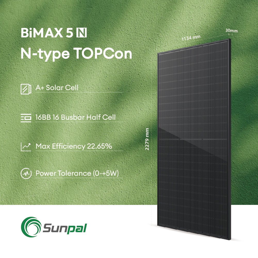 Sunpal Topcon Kit Panel Solares Para El Hogar 550W 580W Dual Glass Solar Panels Electricity Production For House