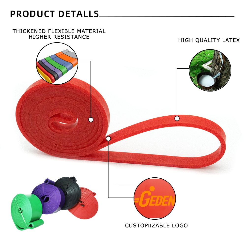 GEDENG 5Pcs Heavy Duty Exercise Loops El Gym Resistant Fitness Band Tpe Natural Latex Resistance Bands