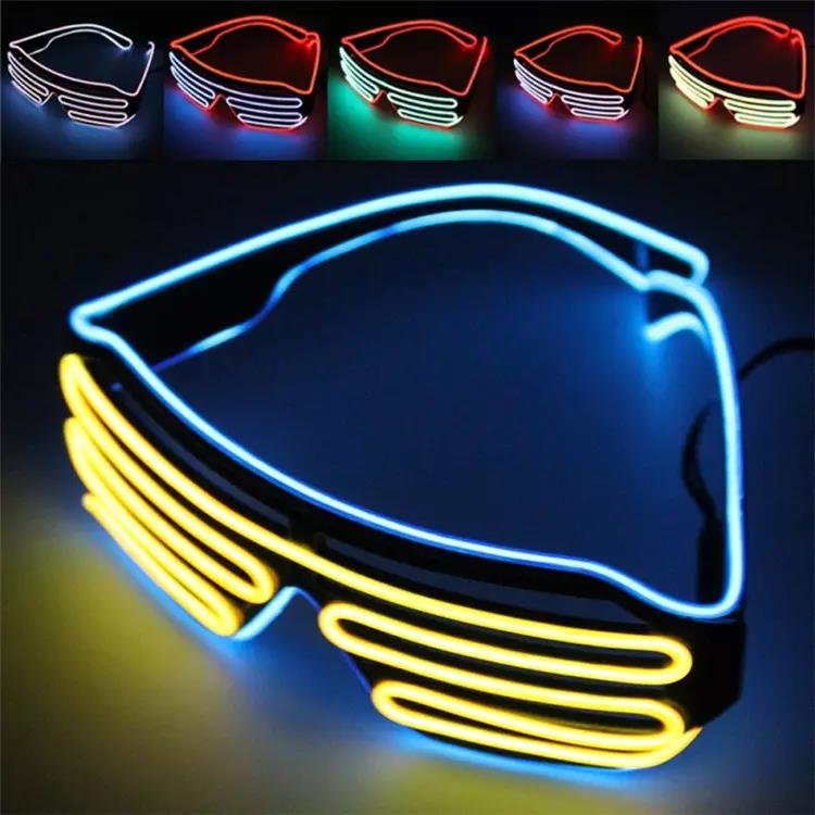 New Year Gift Flashing Glasses Eyewear Shade Luminous Supplies El Wire Led Glow Party Neon Glasses