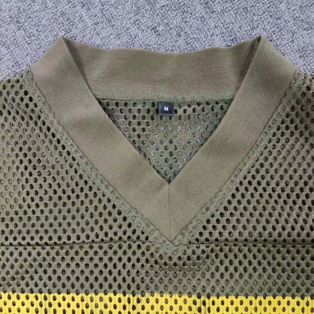 Custom screen print mesh jersey 100%Polyester Mesh Football Shirt Boxy Style Tee Oversize Short Sleeve Crew Neck Tshirts for men