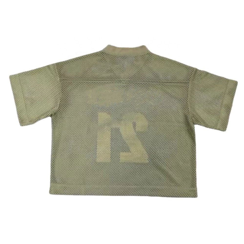 Custom screen print mesh jersey 100%Polyester Mesh Football Shirt Boxy Style Tee Oversize Short Sleeve Crew Neck Tshirts for men
