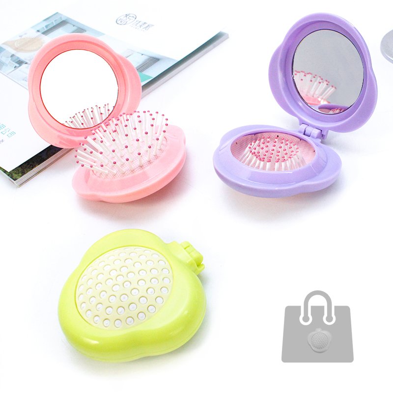 2024 hot selling product China wholesale hair professional round mirror comb stylish design easy clean hair mirror comb