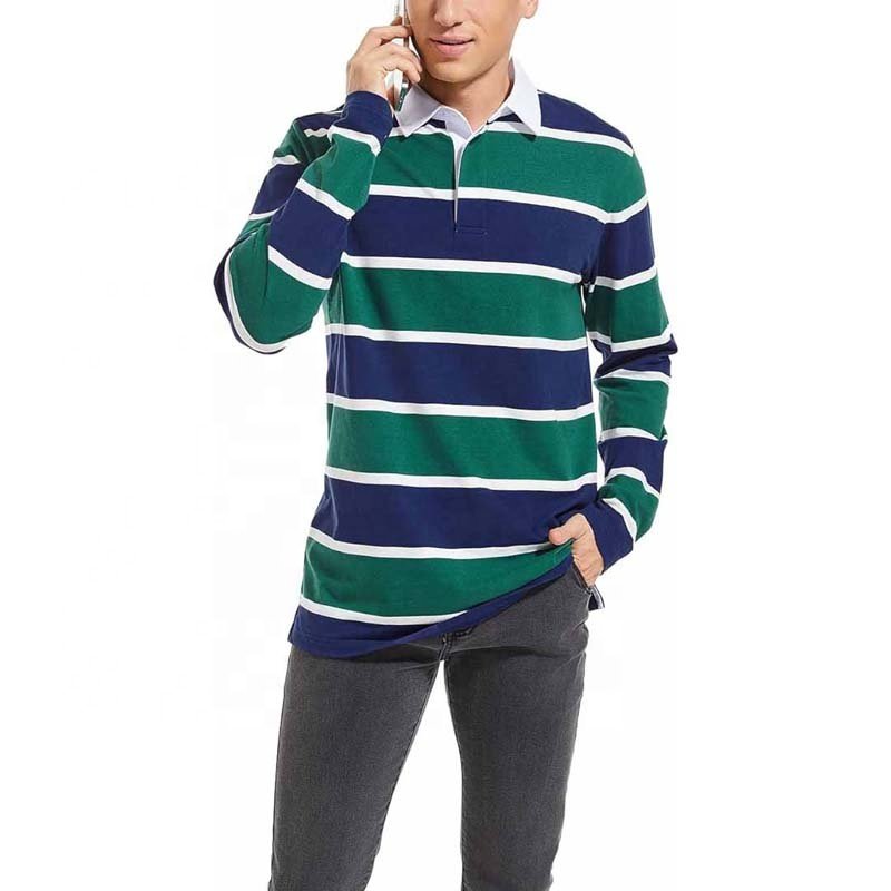 Wholesale Of New Products Rugby Shirts Breathable Long Sleeve Striped Men's Polo Shirts