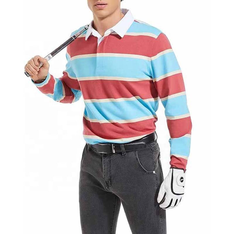 Wholesale Of New Products Rugby Shirts Breathable Long Sleeve Striped Men's Polo Shirts