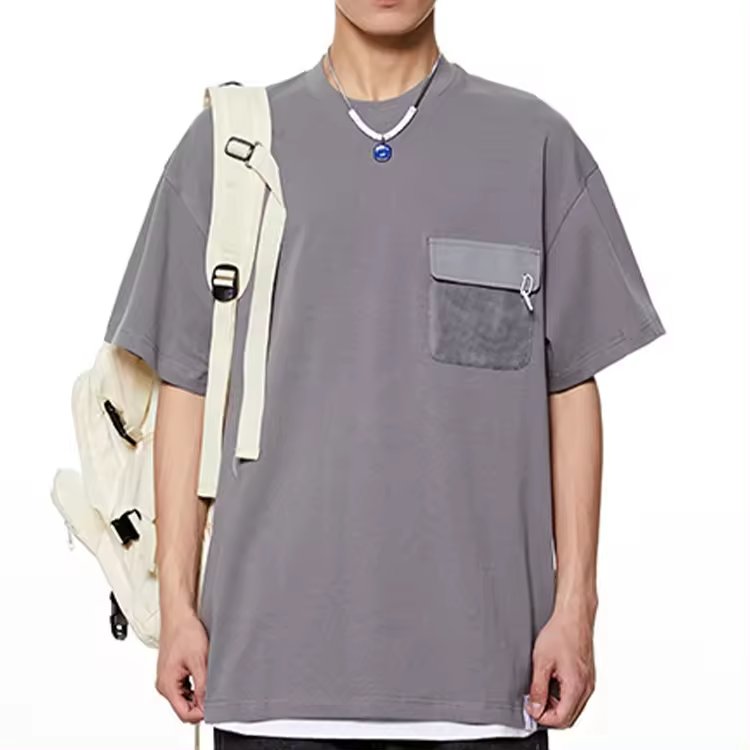 oem custom solid overside t shirt men cropped boxy cotton man oversize t-shirt t shirt man with pocket