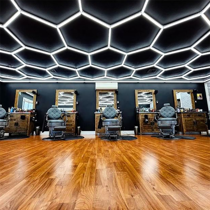 2435mm*4845mm Hexagon Detailing Workshop Ceiling Led Lights For Car Shop And Garage honeycomb lights hexagonal led light