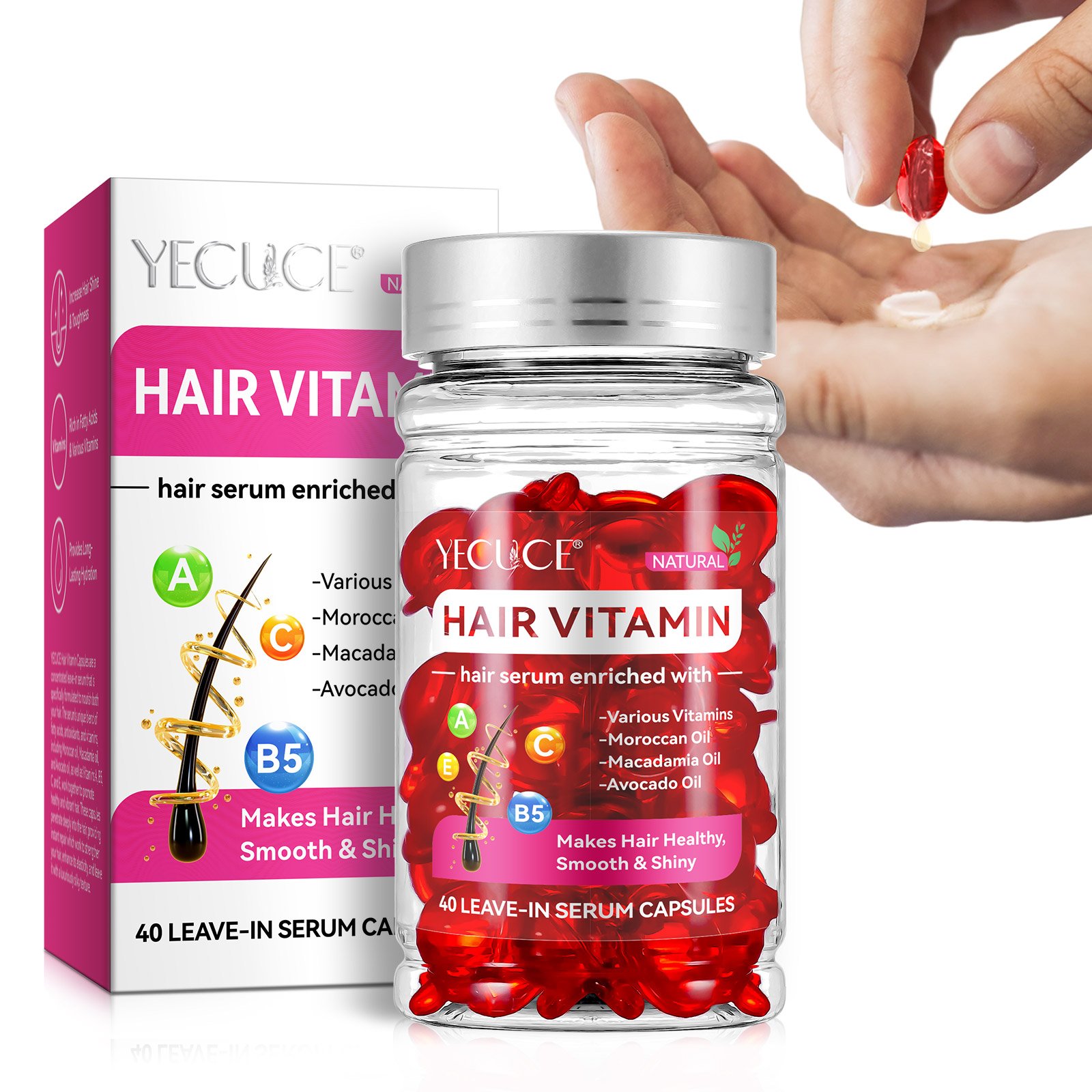 Hair Care Provides Long-Lasting Hydration Increase Toughness Shine Hair Growth Serum Moroccan Oil Hair Vitamin Capsules