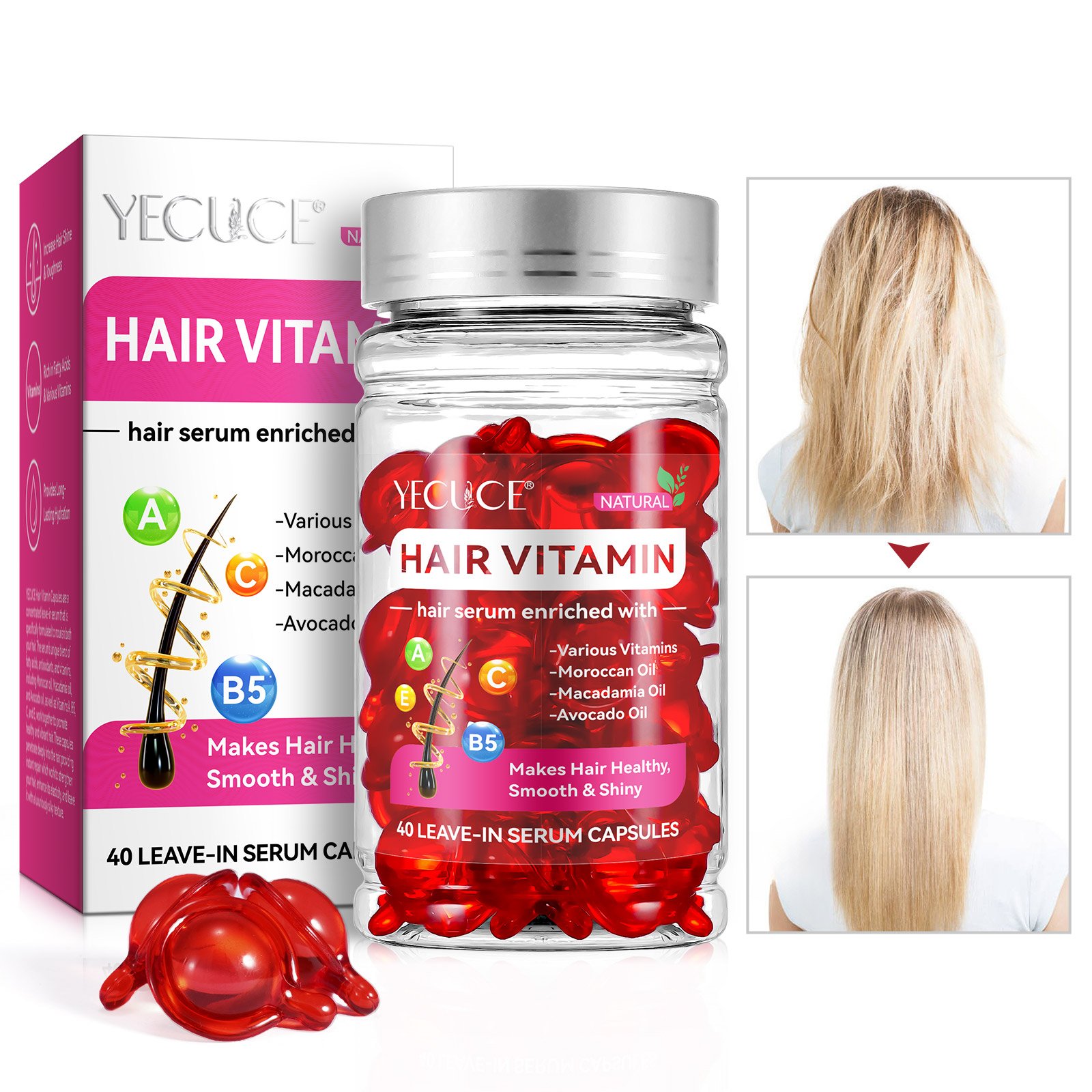 Hair Care Provides Long-Lasting Hydration Increase Toughness Shine Hair Growth Serum Moroccan Oil Hair Vitamin Capsules