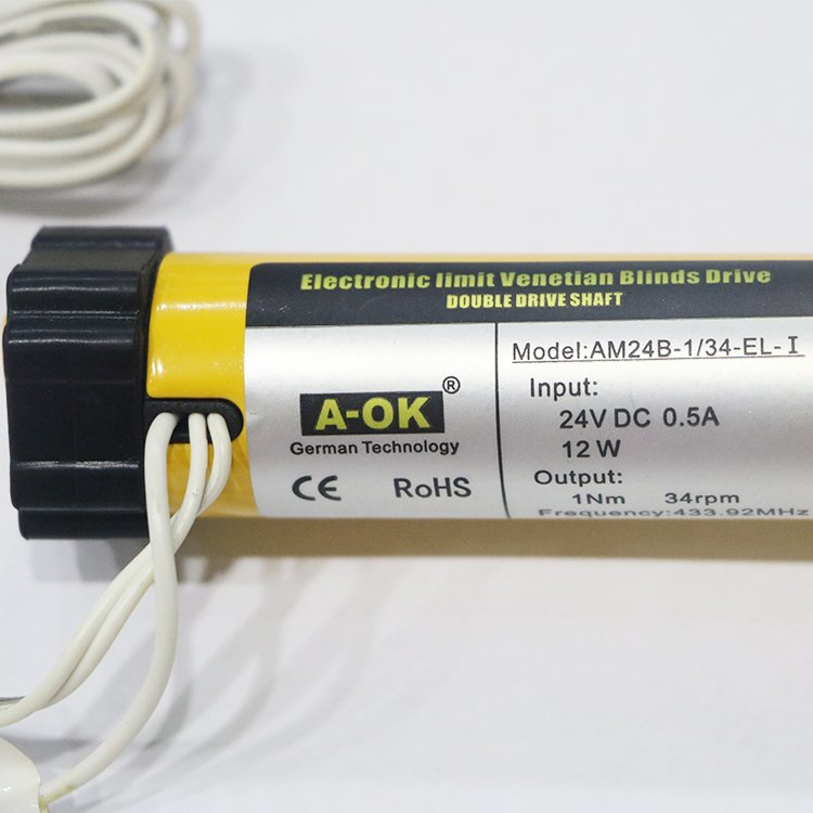 A-OK DC24V Electronic Venetian Blinds Motor Persianas Drive Double Drive Shaft Tubular Motor Waterproof Automatic Product 5years