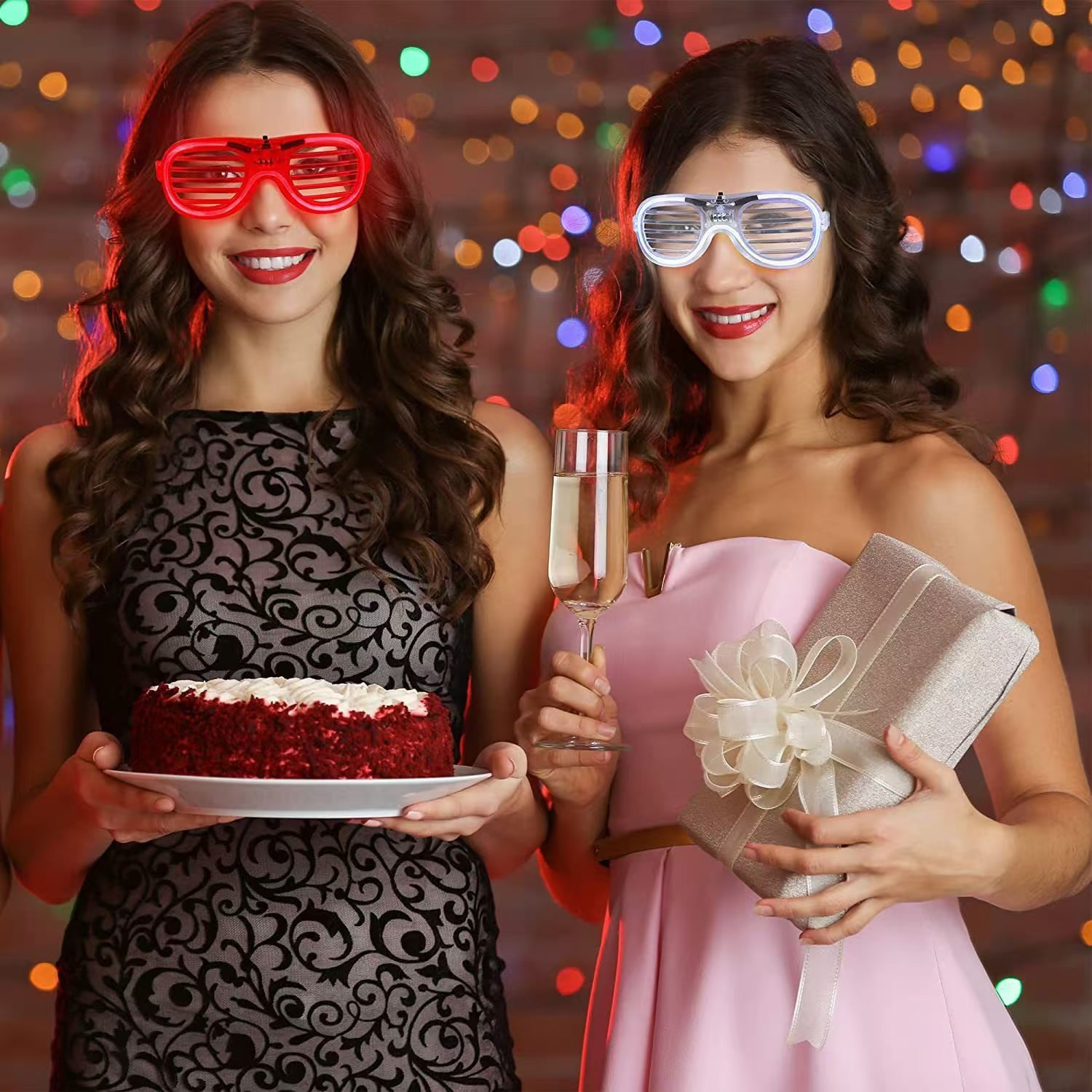 Luminous Flash Party Glasses Flash Changing Anime Cyberpunk Luminous Glasses For Party El Heart-Shaped Luminous Glasses